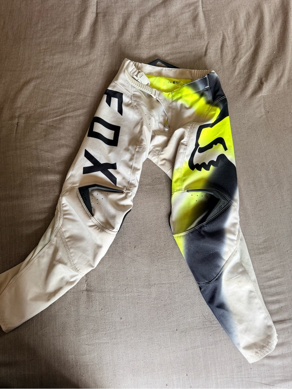 Fox White and Neon Yellow Kids Motocross Pants